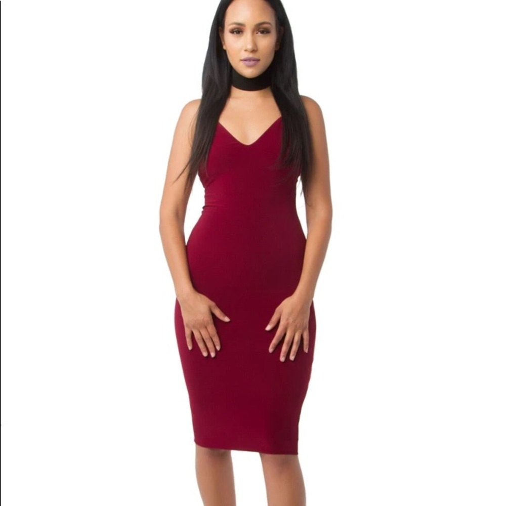 NWT My Style Mode maroon bodycon dress, size large